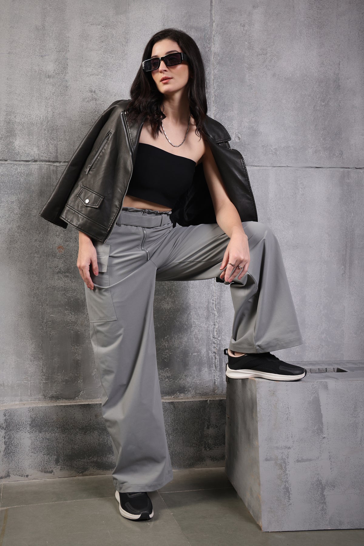 HIGH WAIST PANT CHARCOAL GREY