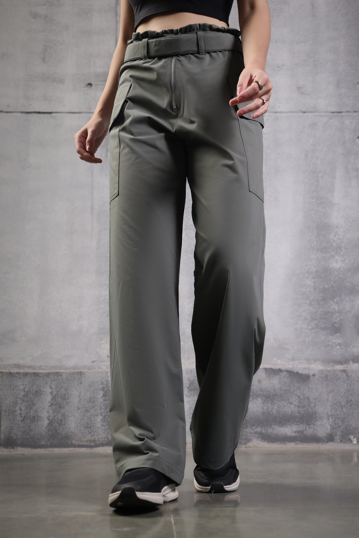 HIGH WAIST PANT OLIVE GREY