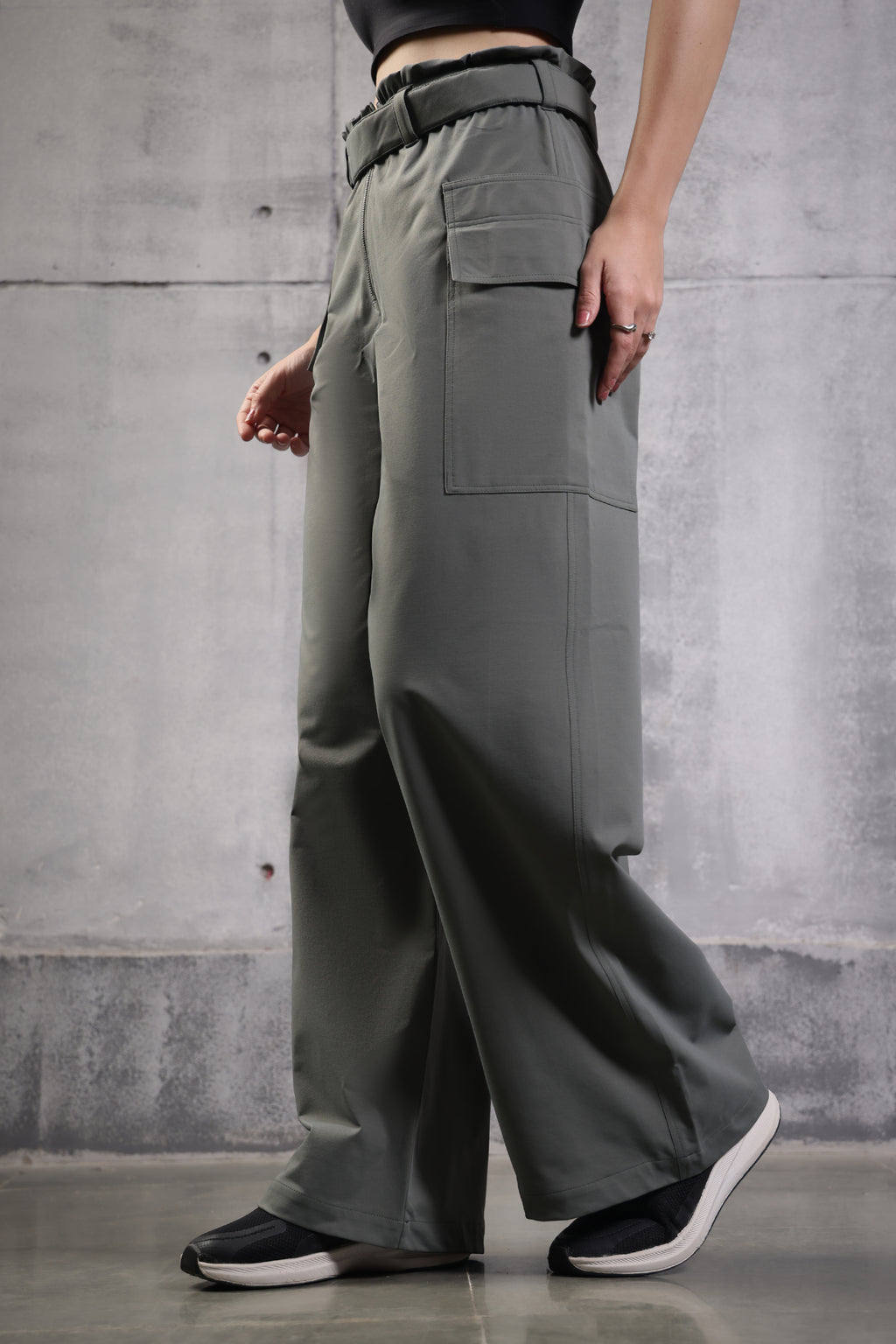 HIGH WAIST PANT OLIVE GREY