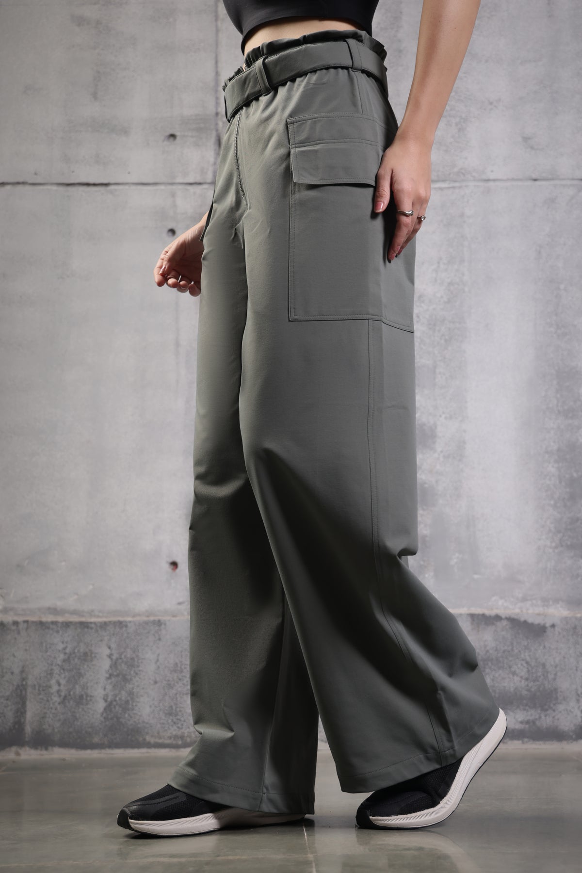 HIGH WAIST PANT OLIVE GREY