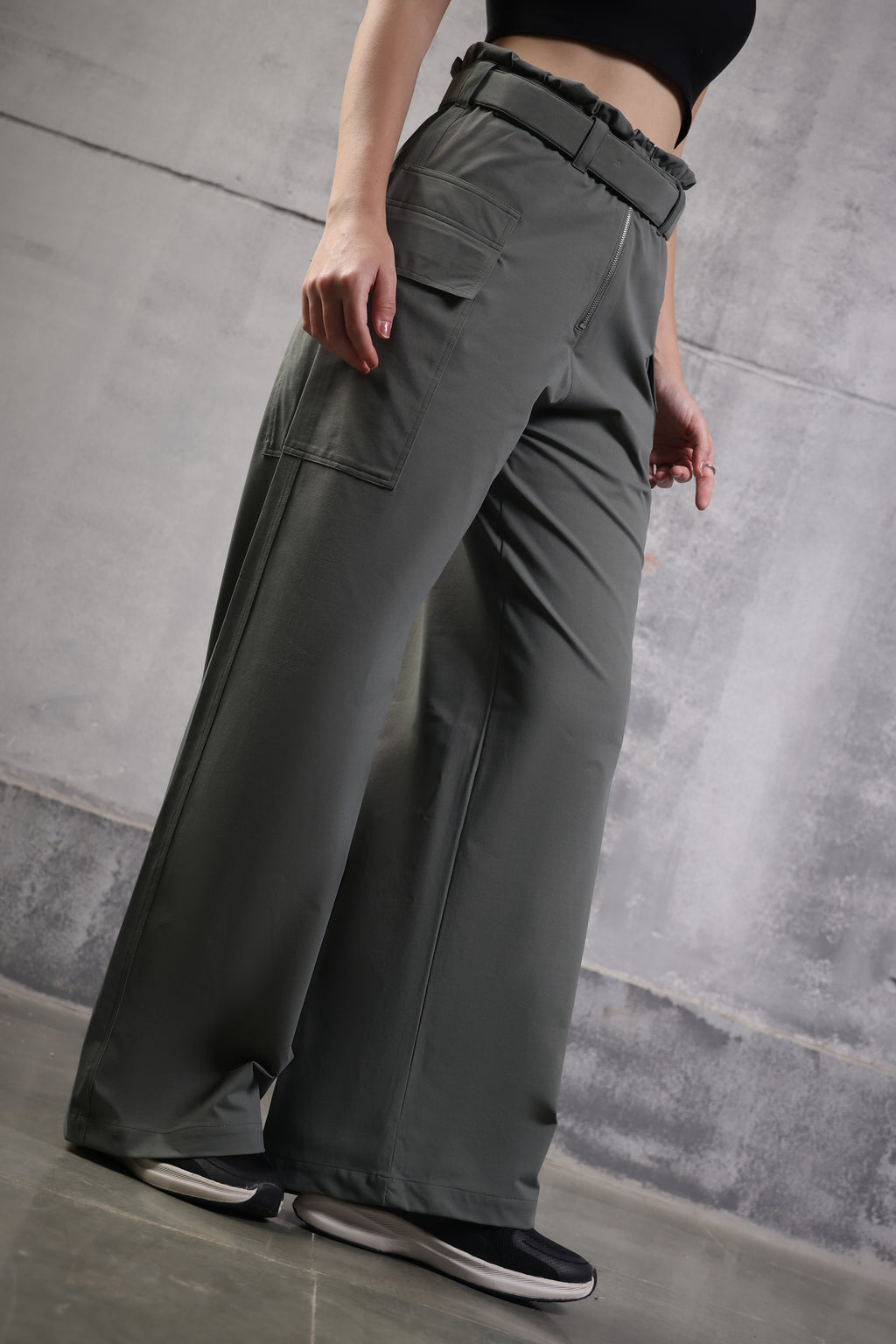 HIGH WAIST PANT OLIVE GREY